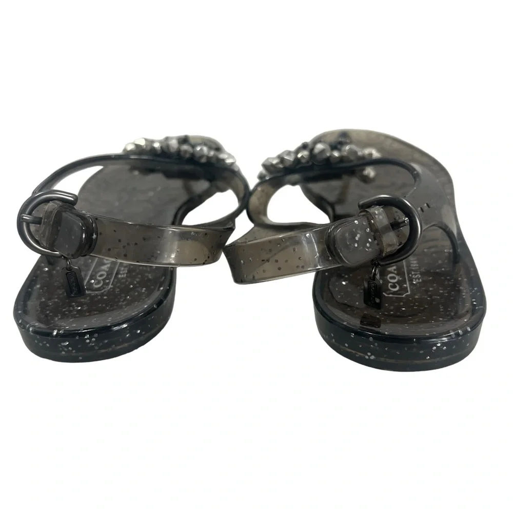Coach Clear Glitter and‎ Beaded Hilda Jelly Sandals Women Size 5B